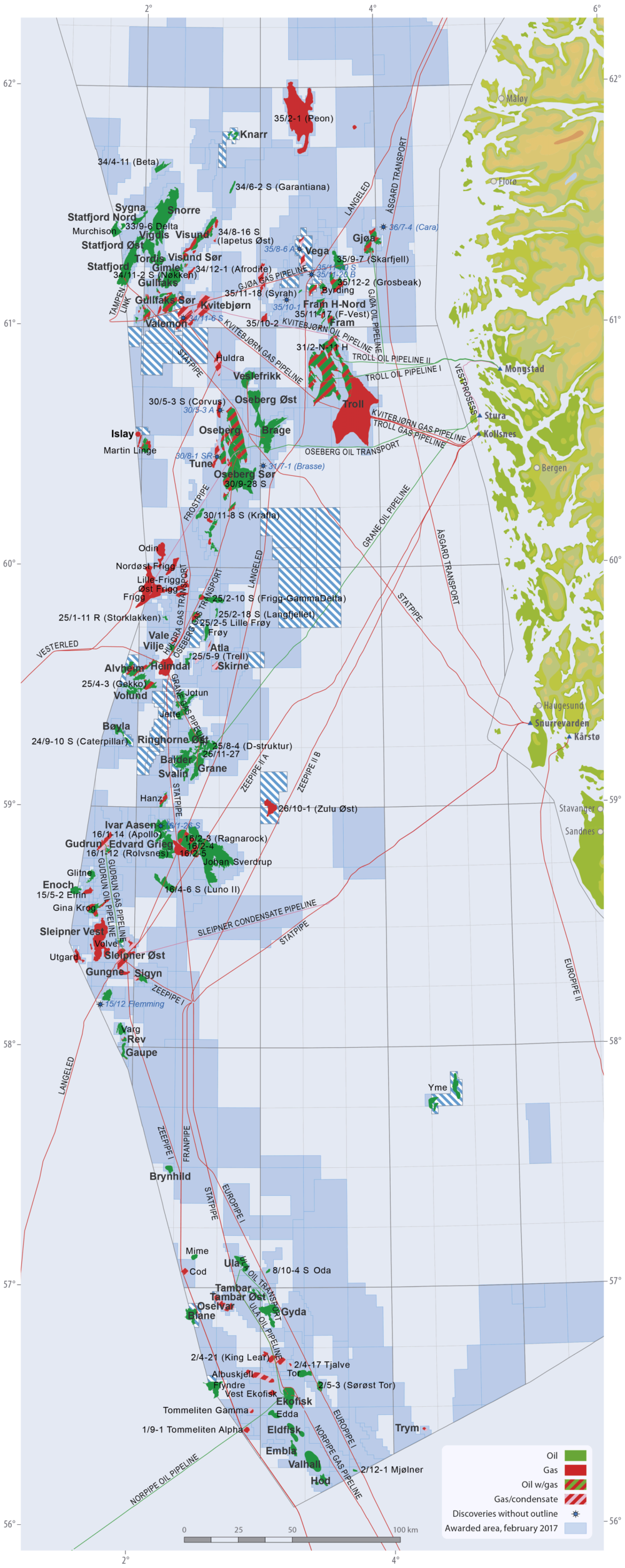 Source: Norwegian Petroleum Directorate Fields and discoveries in the North Sea