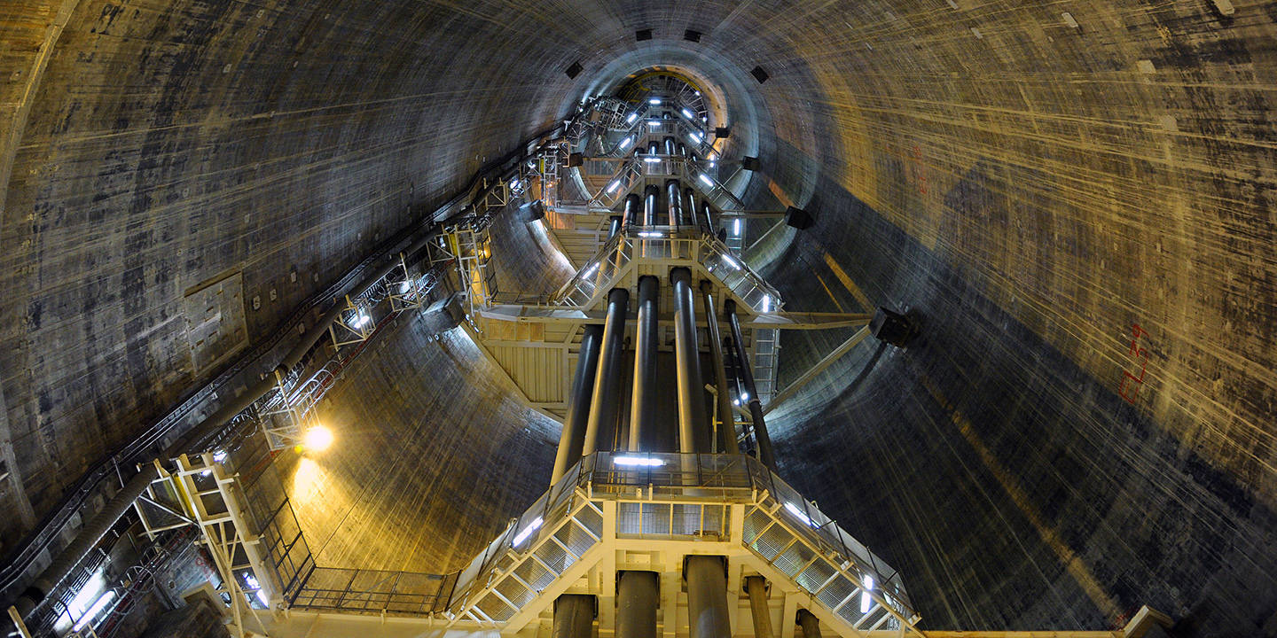 Inside the legs of the Troll A platform