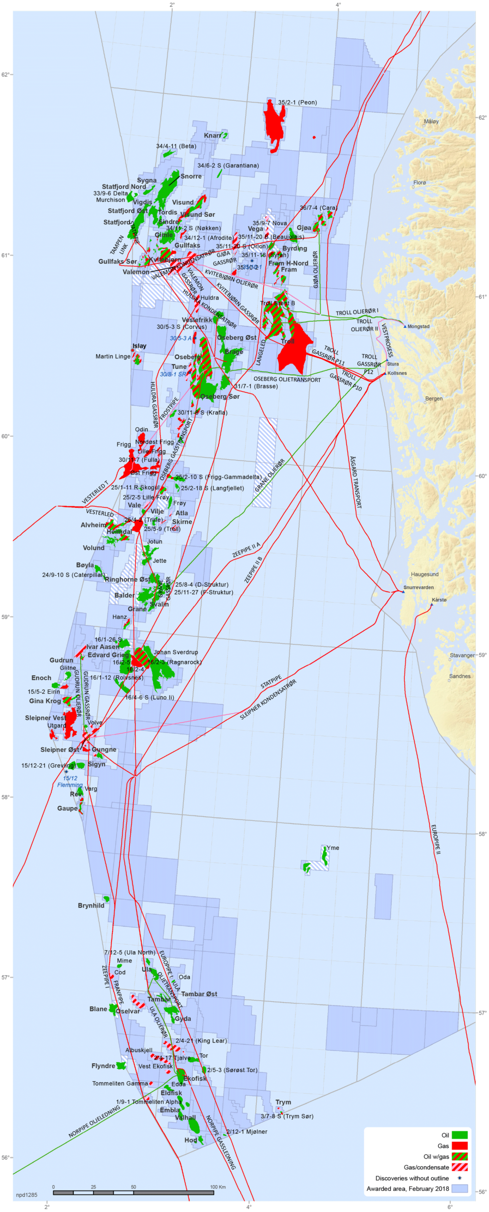 Source: Norwegian Petroleum Directorate Fields and discoveries in the North Sea