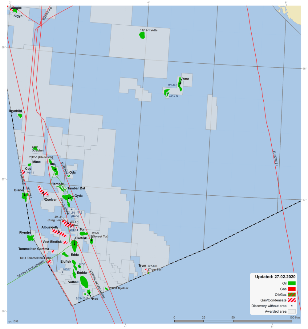 Source: Norwegian Petroleum Directorate Fields and discoveries in the southern North Sea