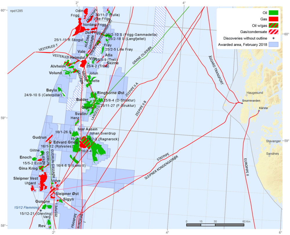 Source: Norwegian Petroleum Directorate Fields and discoveries in the central North Sea