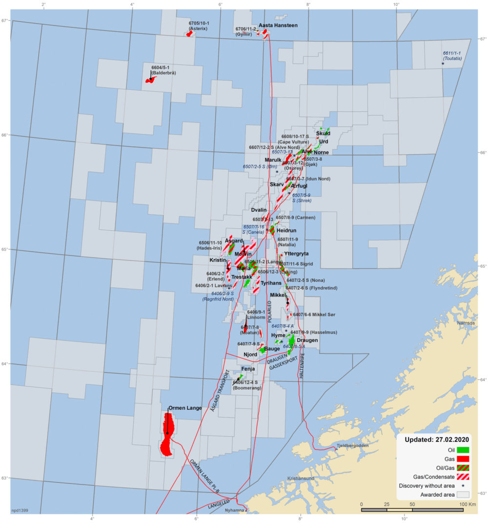 Source: Norwegian Petroleum Directorate Fields and discoveries in the Norwegian Sea