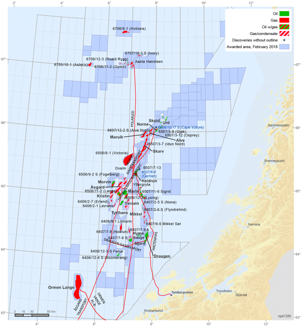 Source: Norwegian Petroleum Directorate Fields and discoveries in the Norwegian Sea