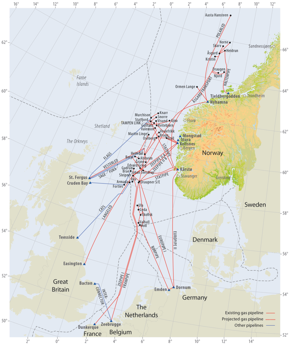 Source: The Norwegian Petroleum Directorate Gas pipelines on the Norwegian Continental Shelf