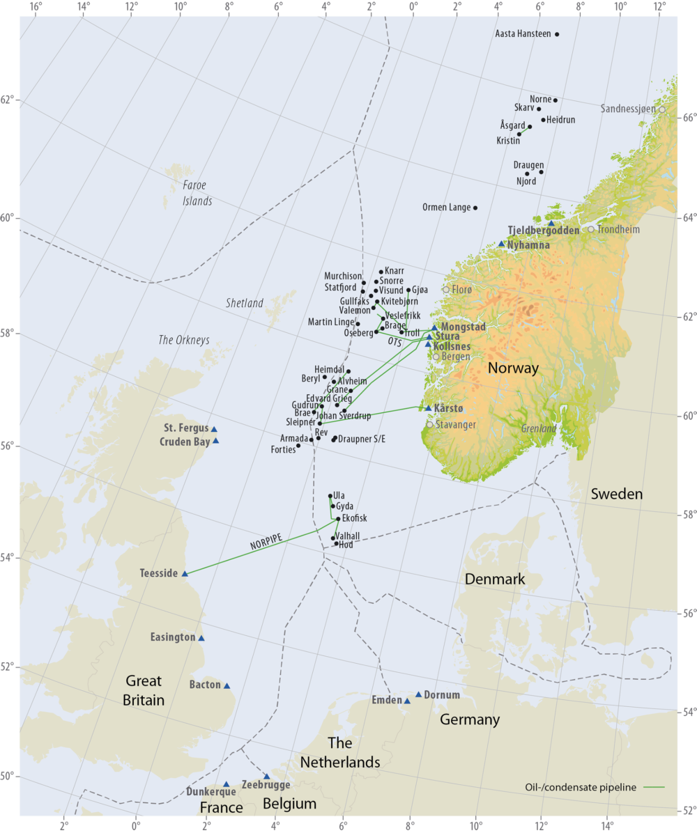 Oil pipelines on the Norwegian continental shelf