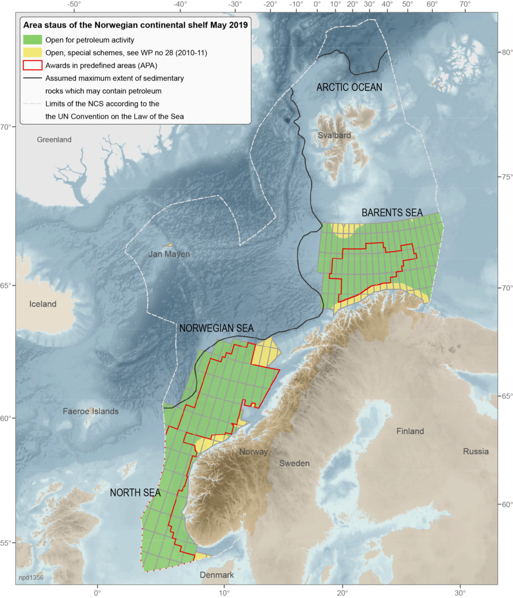 Area status for the Norwegian continental shelf Source: Norwegian Petroleum Directorate