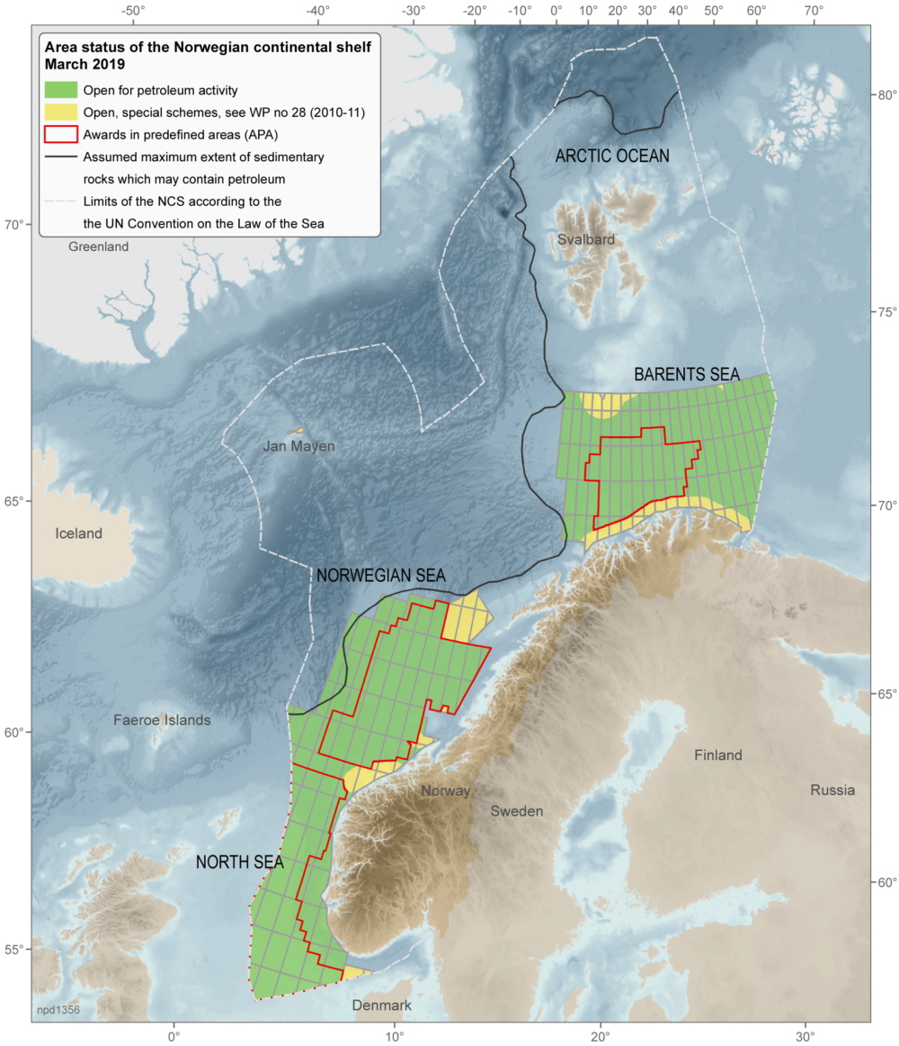 Area status for the Norwegian continental shelf Source: Norwegian Petroleum Directorate