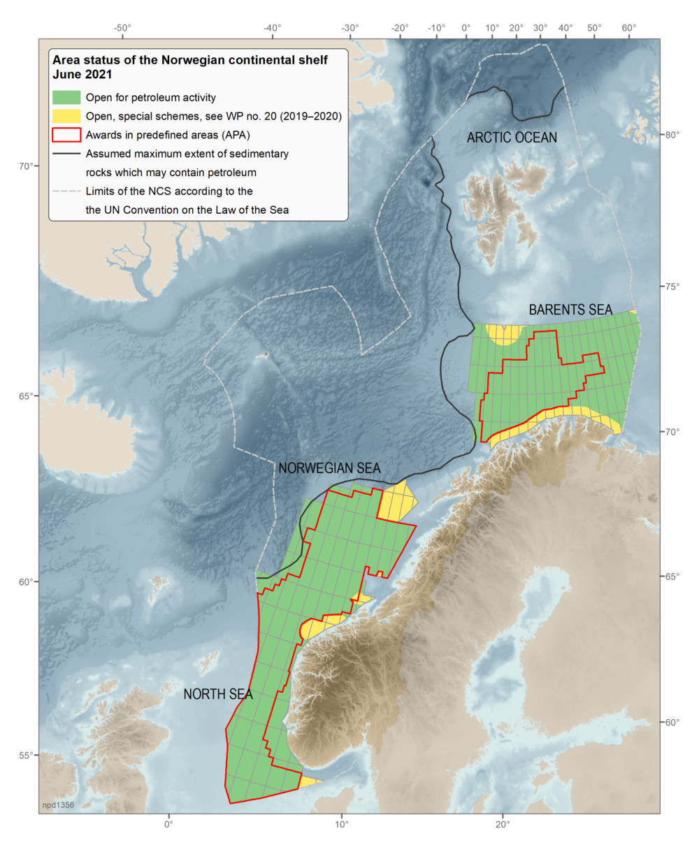 Area status for the Norwegian continental shelf