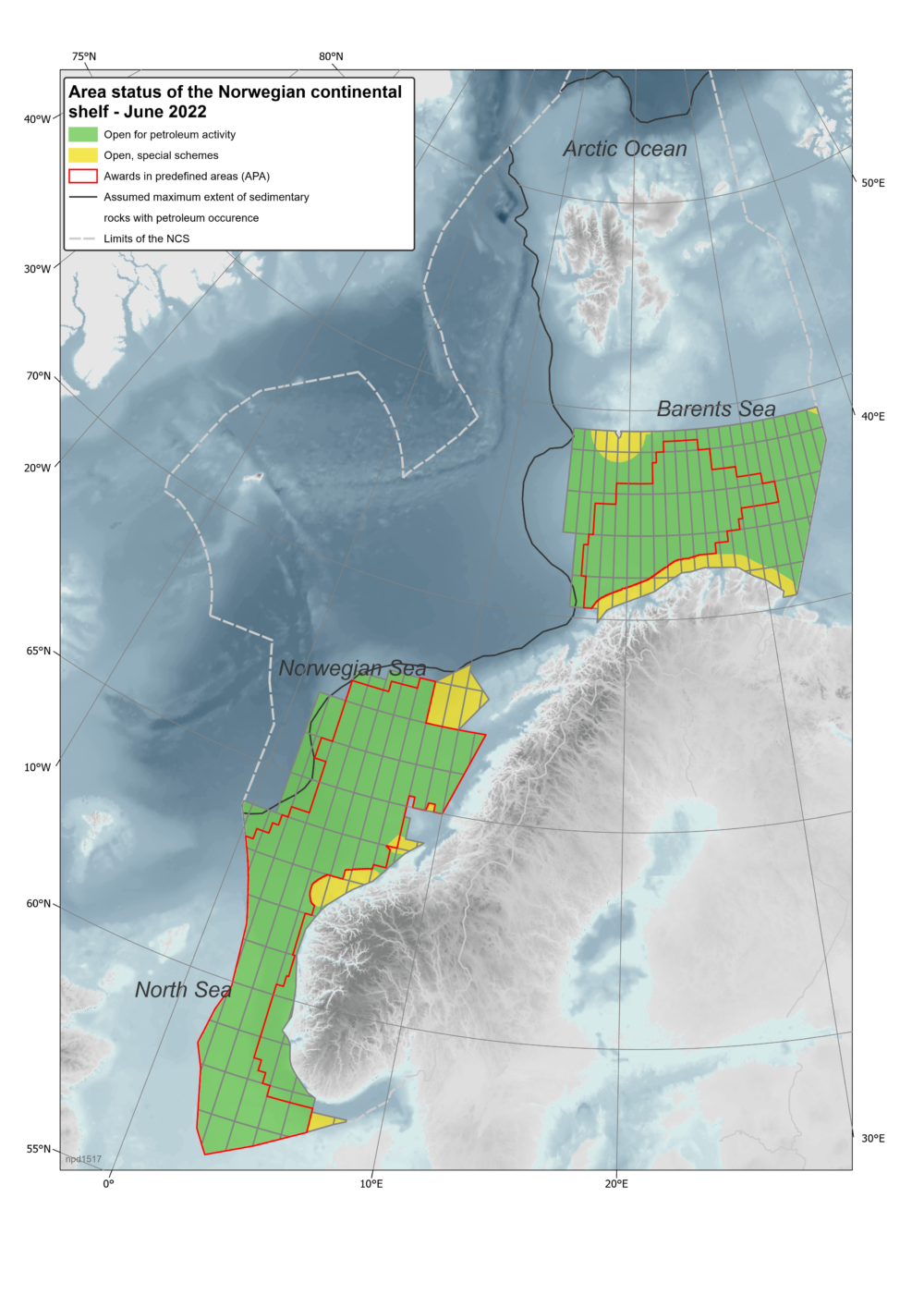 Area status for the Norwegian continental shelf Source: Norwegian Petroleum Directorate