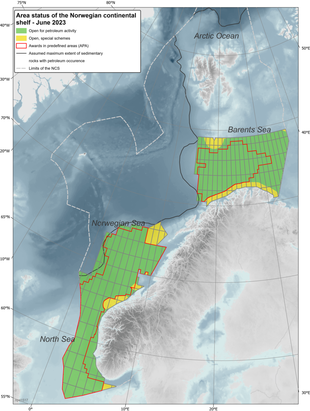 Area status of the Norwegian continental shelf