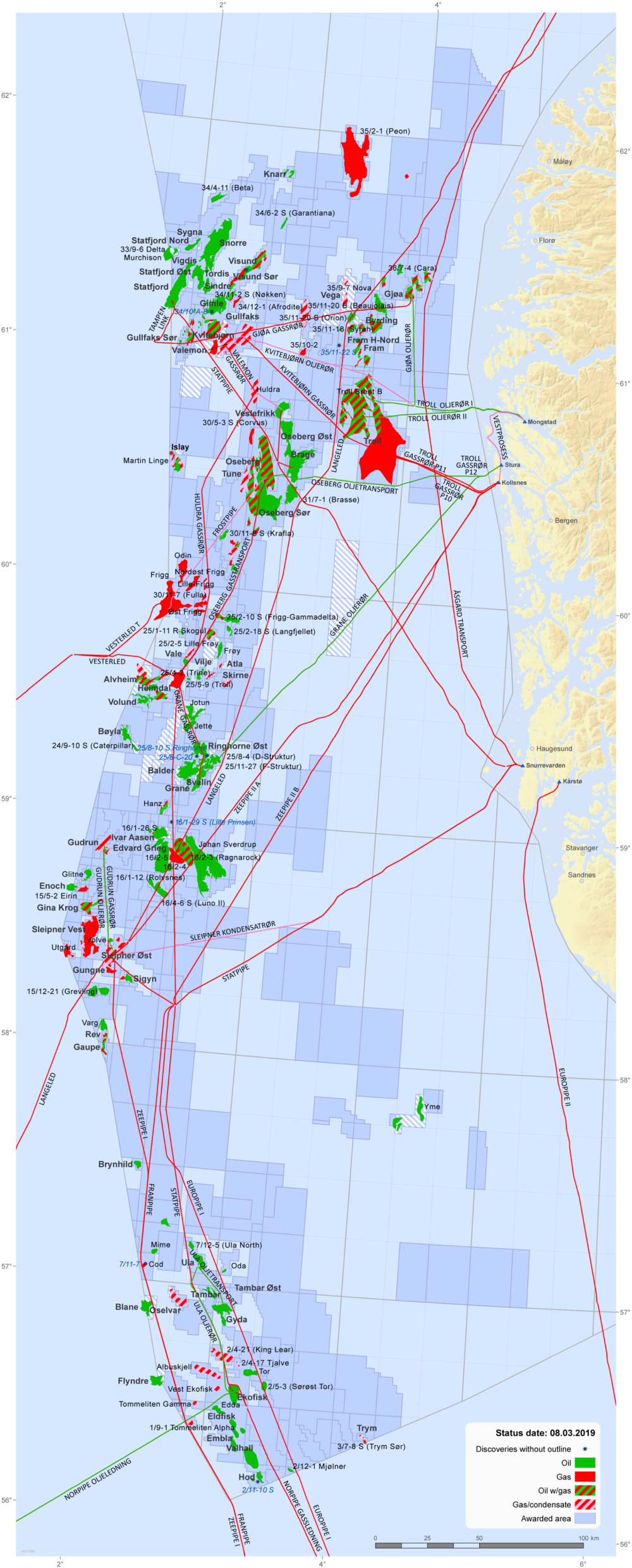 Oil Rigs North Sea Map