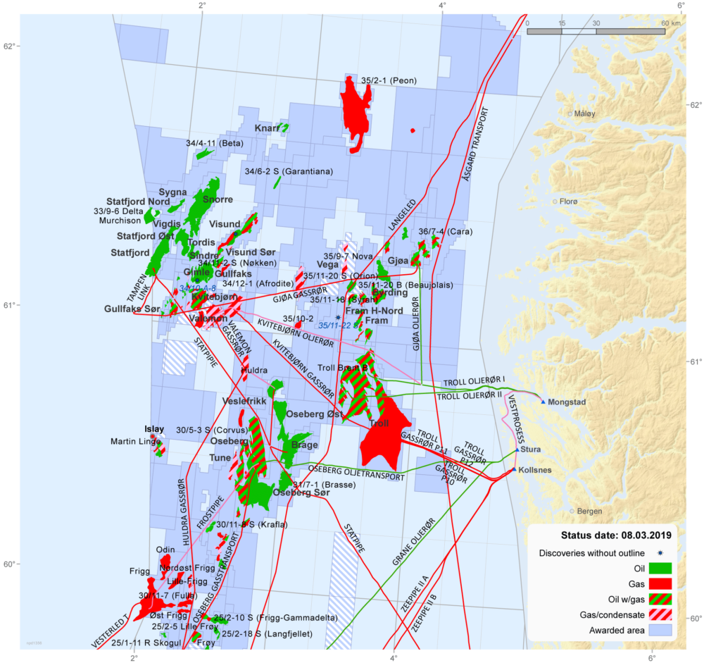 Source: Norwegian Petroleum Directorate Fields and discoveries in the northern North Sea