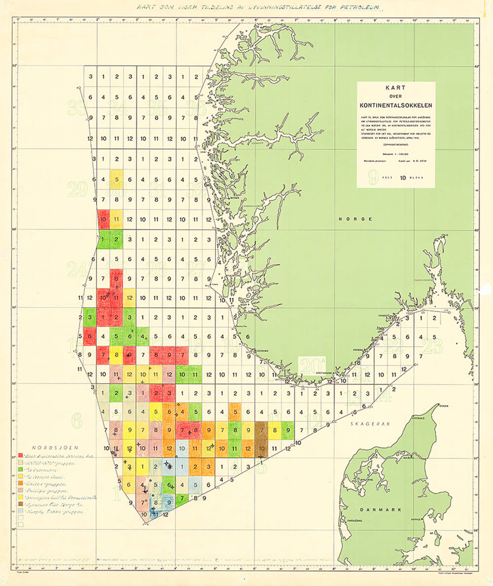 The first map of the Norwegian continental shelf showing the licensing position