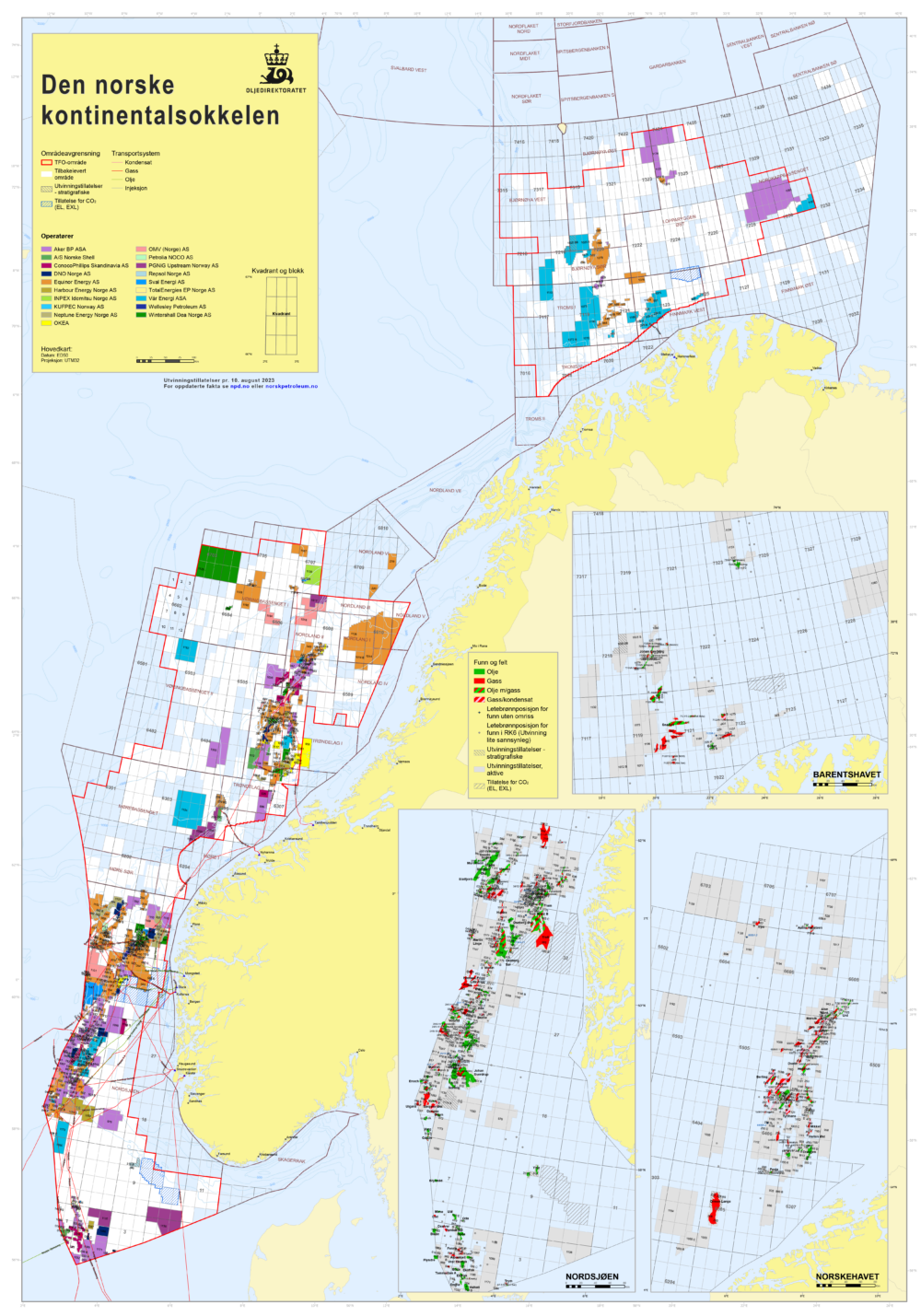 Map of the Norwegian continental shelf 2023