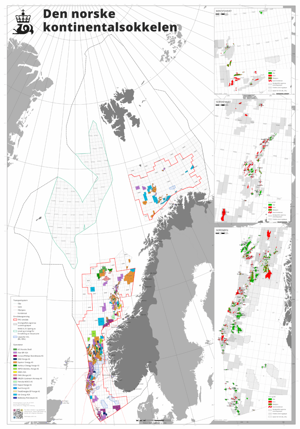 Map of the Norwegian continental shelf 2024